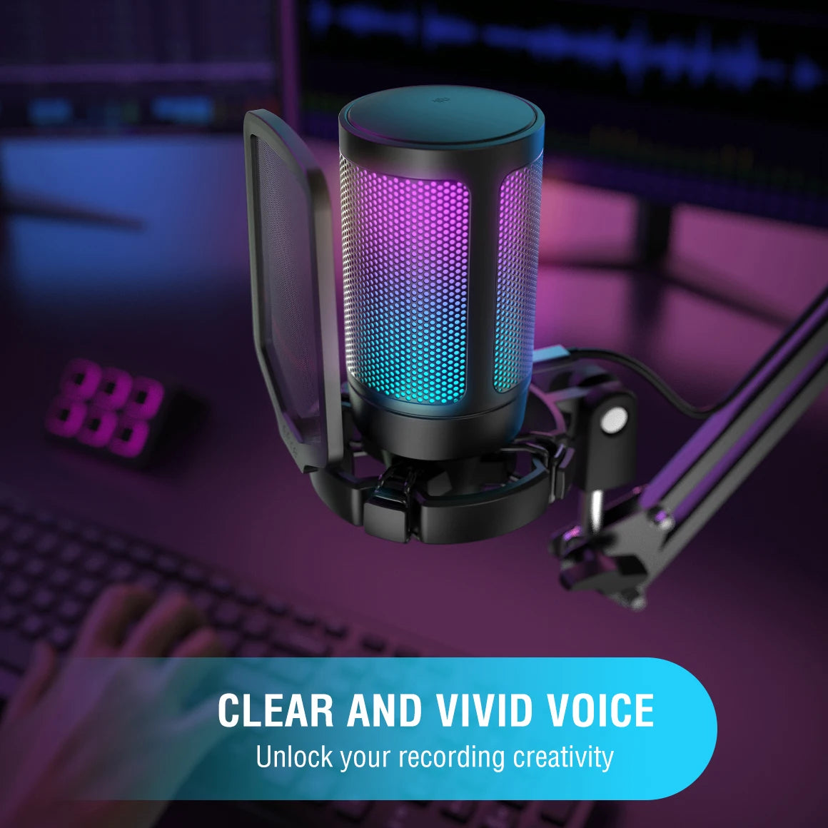 FIFINE Ampligame USB Microphone for Gaming Streaming with Pop Filter