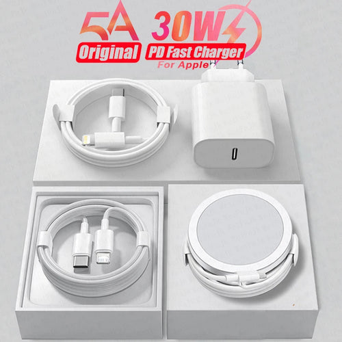 For Apple Wireless Charger For iPhone 14 13 12 11 15 16 Pro Max Fast Charging Type C Lightnings Cable